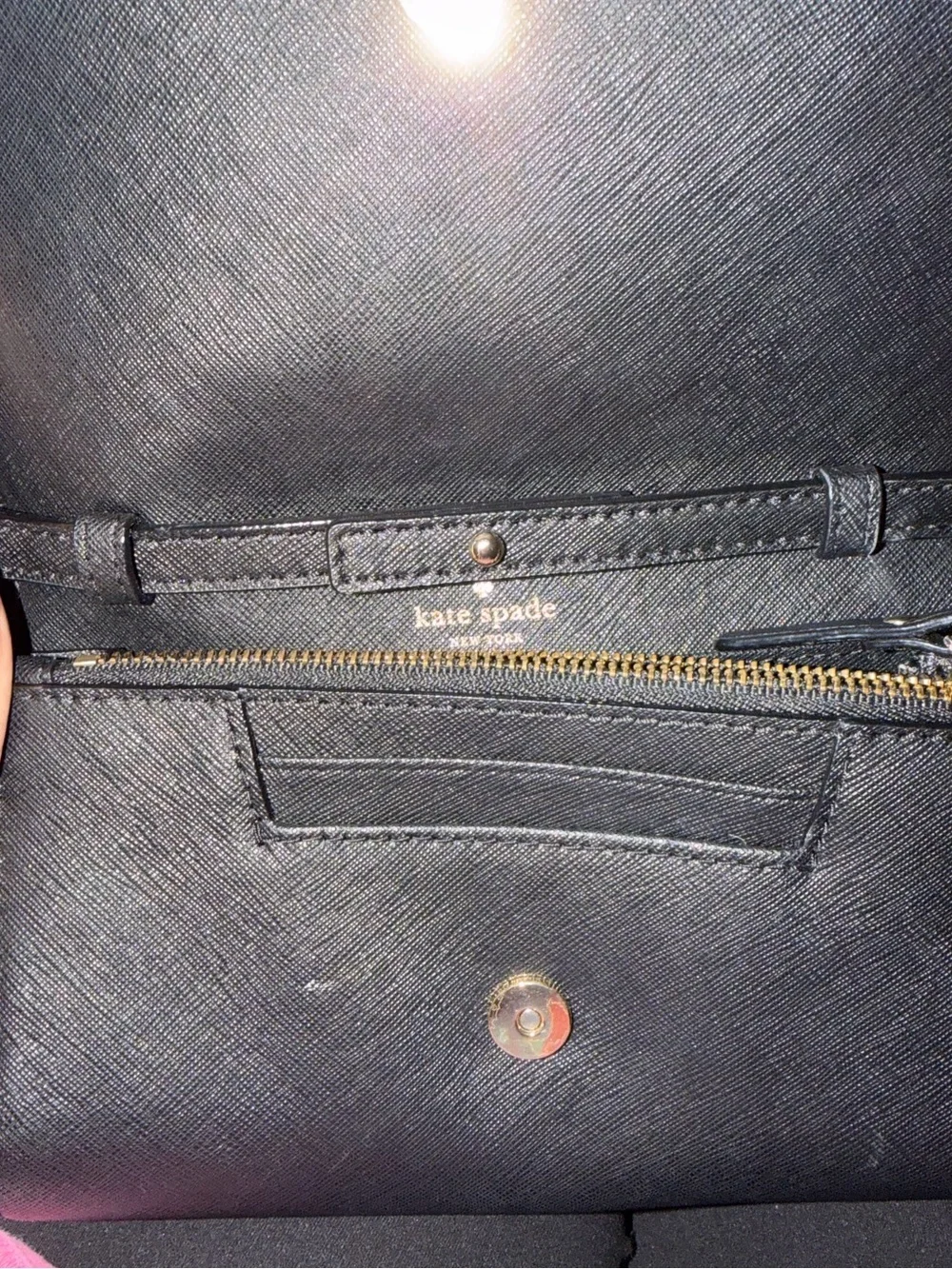 Kate Spade Cedar Street Black Saffiano Leather Wallet On Chain Crossbody
